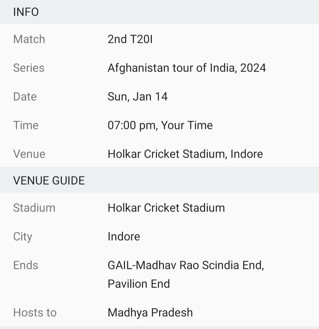IND vs AFG 2nd T20 Match 
